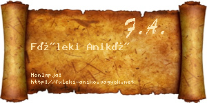Füleki Anikó névjegykártya