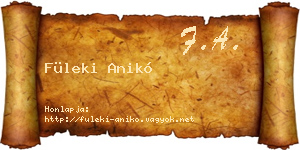 Füleki Anikó névjegykártya